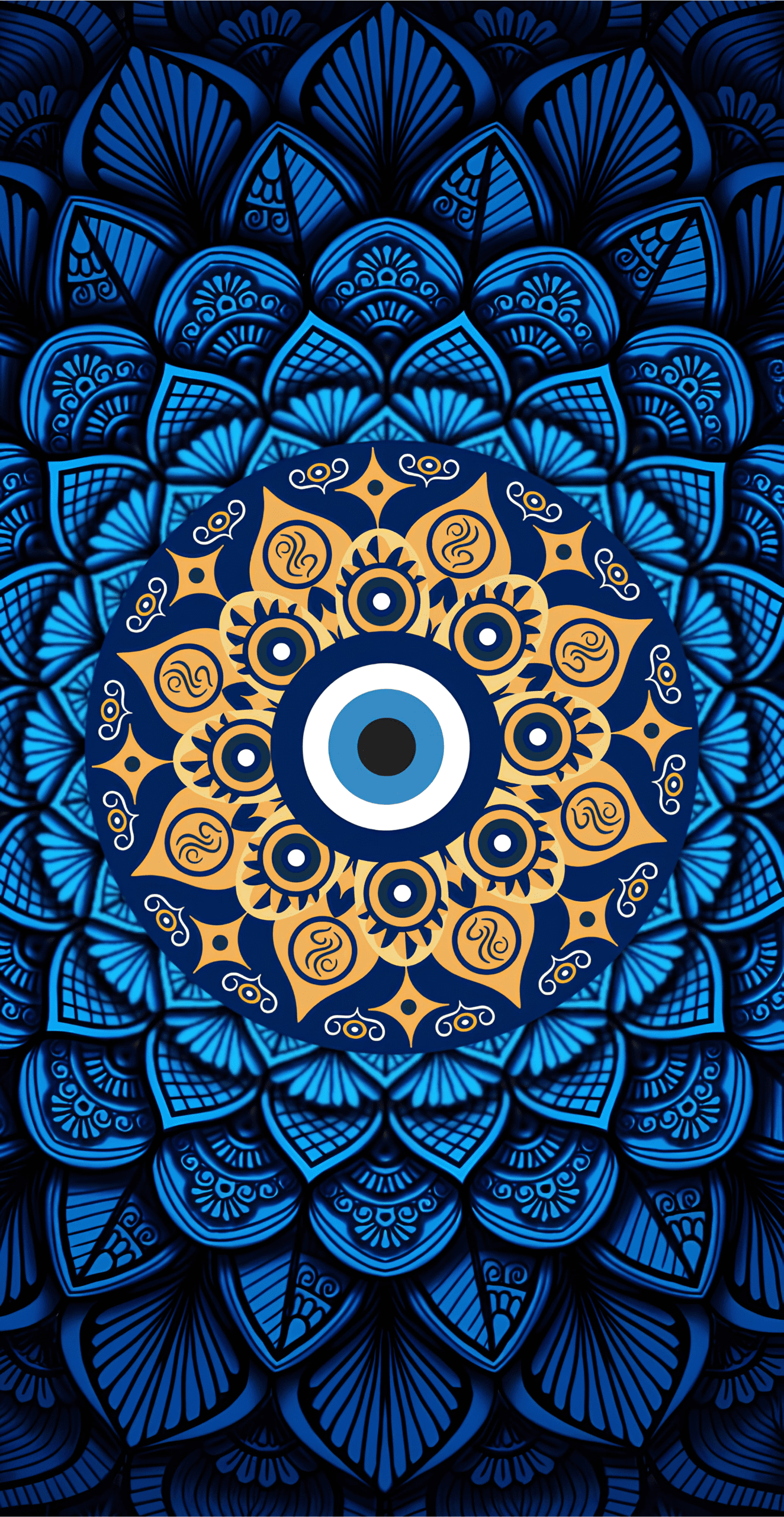 Toalha Praia Olho Grego Azul Estampada - Leve Secagem Rápida - Imagem 3