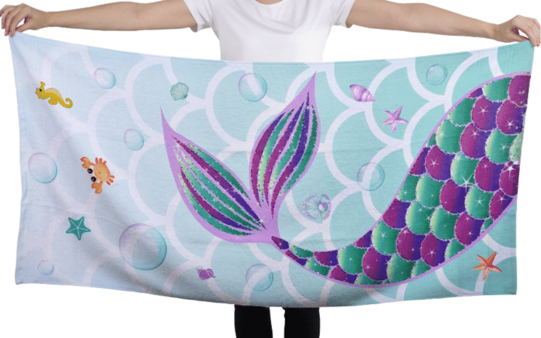 Toalha Praia Sereia Infantil Estampada – Leve Secagem Rápida