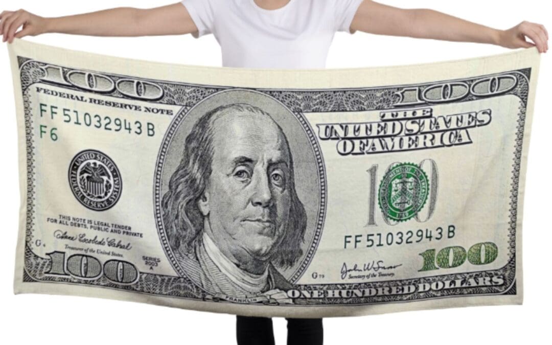 Toalha Praia Nota de Dólar Estampada – Leve Secagem Rápida