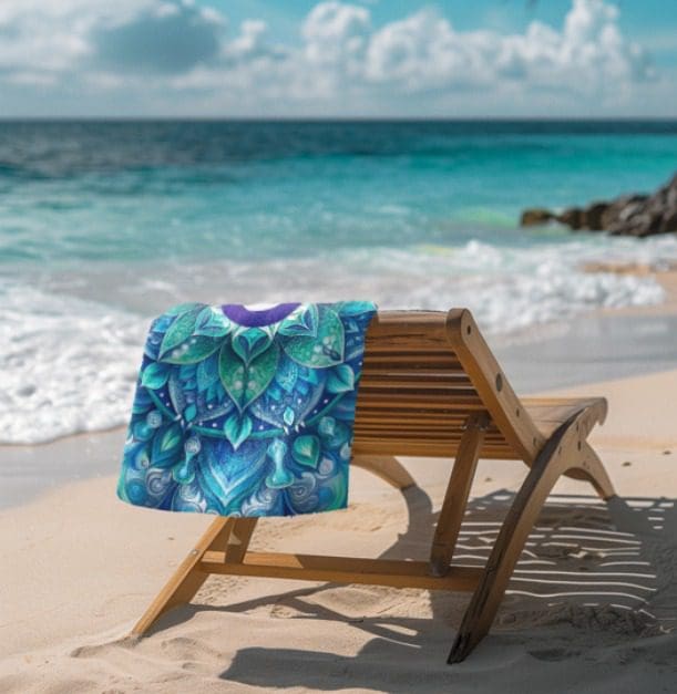 Toalha Praia Olho Grego Verde Estampada - Leve Secagem Rápida - Imagem 3