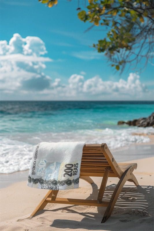 Toalha Praia Nota de 200 Estampada - Leve Secagem Rápida - Imagem 5