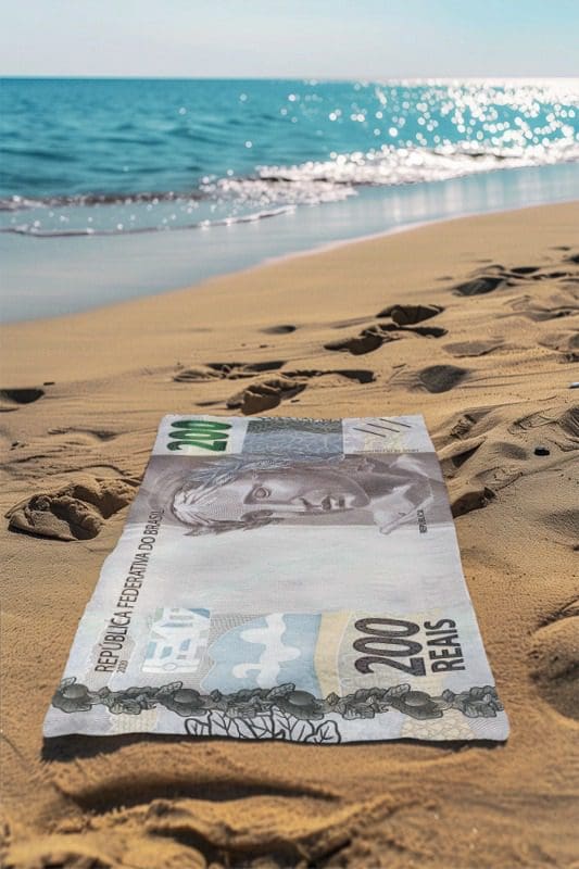 Toalha Praia Nota de 200 Estampada - Leve Secagem Rápida - Imagem 2