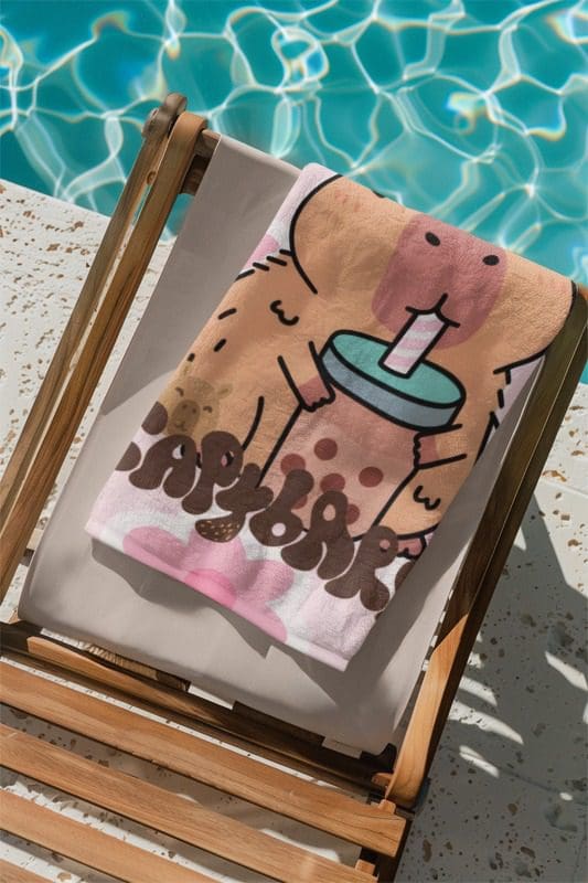 Toalha Praia Capybara Infantil Estampada - Leve Secagem Rápida - Imagem 3