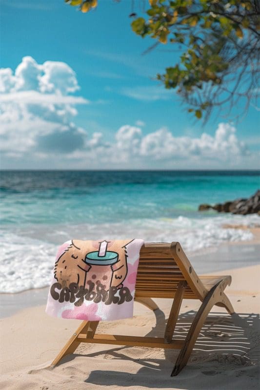 Toalha Praia Capybara Infantil Estampada - Leve Secagem Rápida - Imagem 4