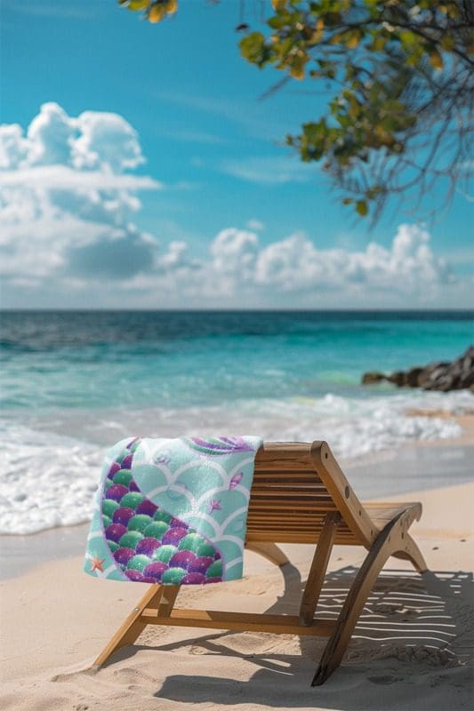 Toalha Praia Sereia Infantil Estampada - Leve Secagem Rápida - Imagem 2