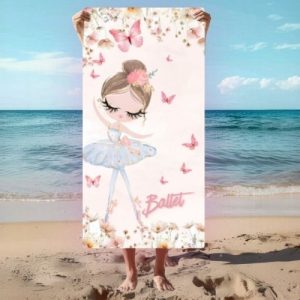 Kit 10 Toalhas De praia TEMA BALLET 70x140cm Aniversário 210gr Leve, Secagem Rápida